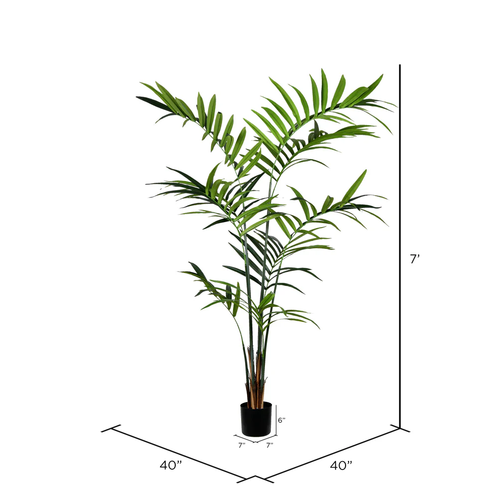 7' Kentia Silk Palm Tree w/Plastic Pot -Green - Image 3