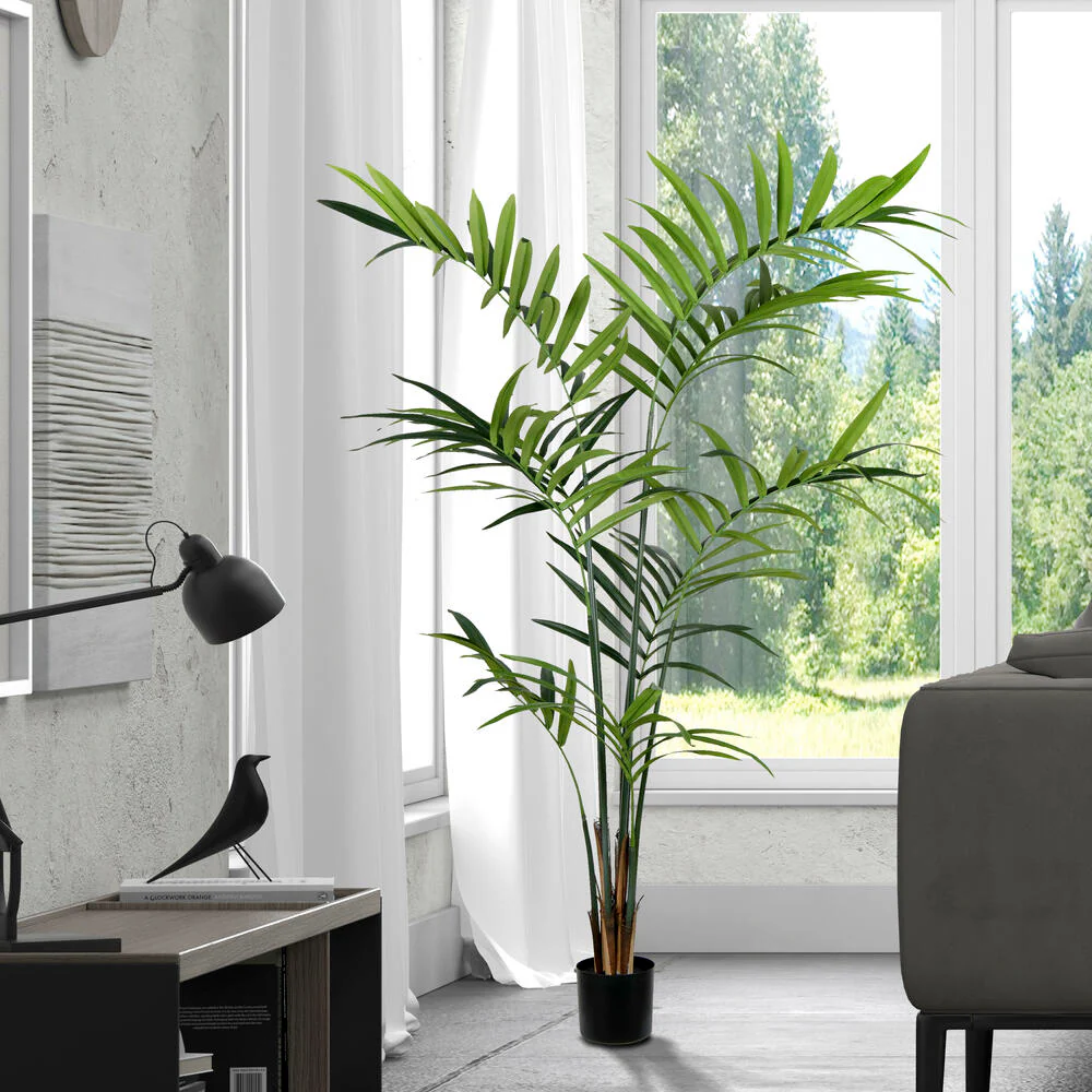 7' Kentia Silk Palm Tree w/Plastic Pot -Green - Image 5