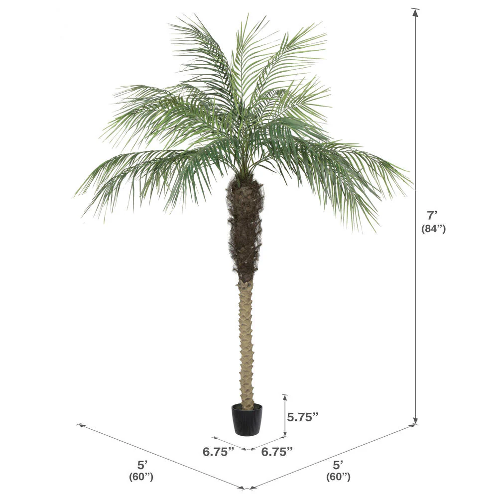 7' Phoenix Silk Palm Tree w/Pot -Green - Image 3