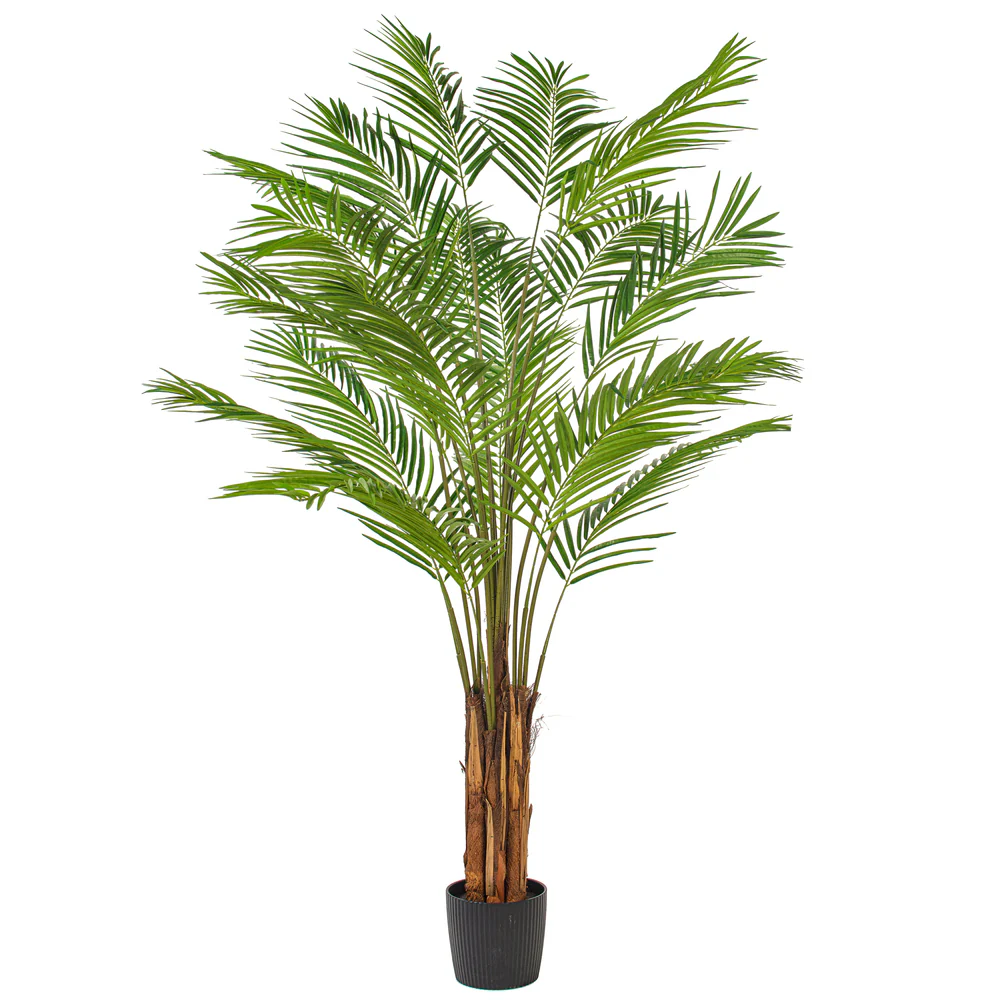 7' Silk Areca Palm Tree w/Plastic Pot -Green