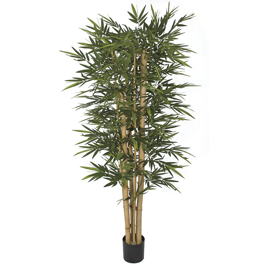 7' Thick & Thin Cane Silk Bamboo Tree w/Pot -1,664 Leaves -Green