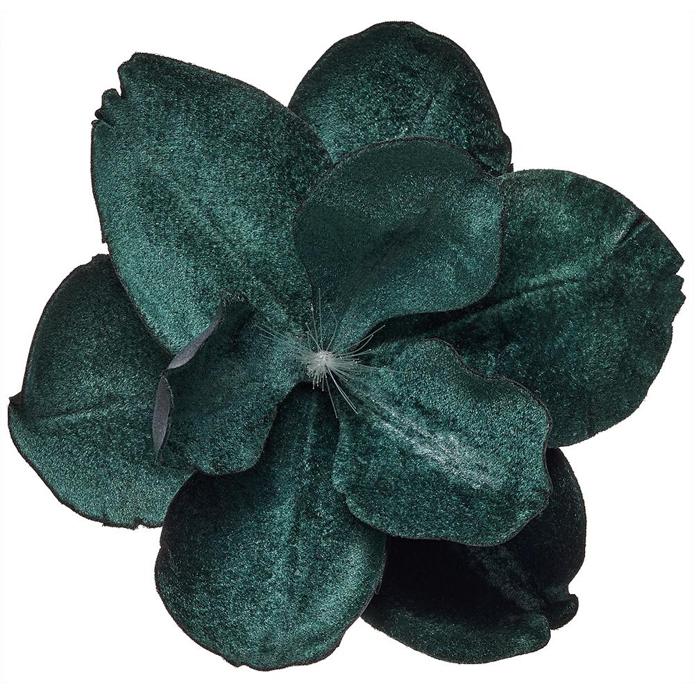7" Velvet Magnolia Battery Operated Fiber Optic Light Artificial Clip-On Flower -Green (Pack of 12) - Image 3