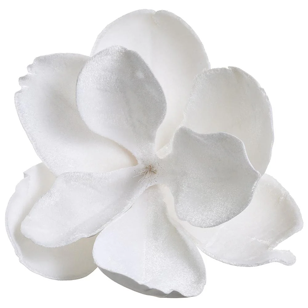 7" Velvet Magnolia Battery Operated Fiber Optic Light Artificial Clip-On Flower -White (Pack of 12) - Image 3