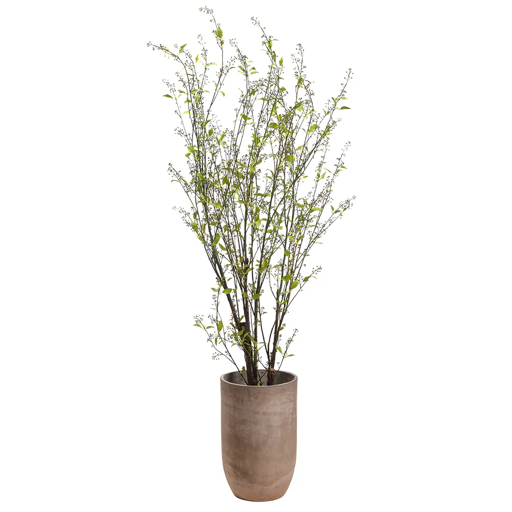 7'10" Artificial Berries & Leaf Tree w/Cement Planter -Green/Yellow