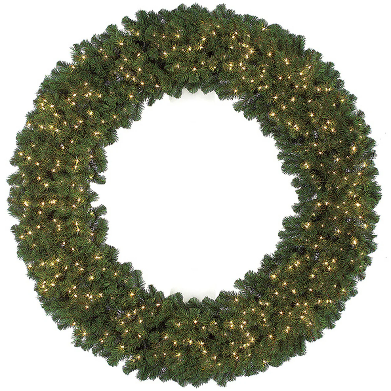 72" Artificial PVC Virginia Pine Wreath, LED Pre-Lit -Green