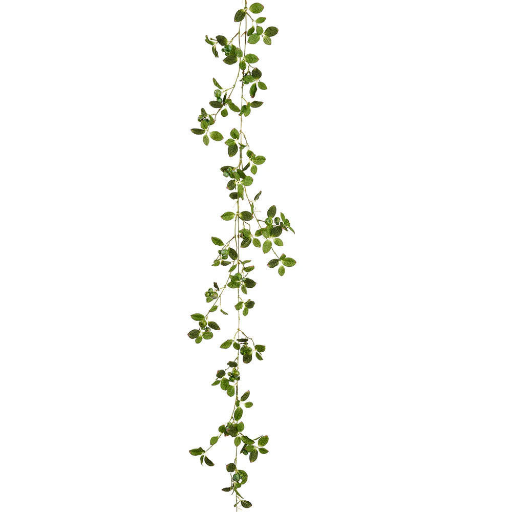 72" Hanging Artificial Crabapple Fruit Stem Vine -Green (Pack of 8)