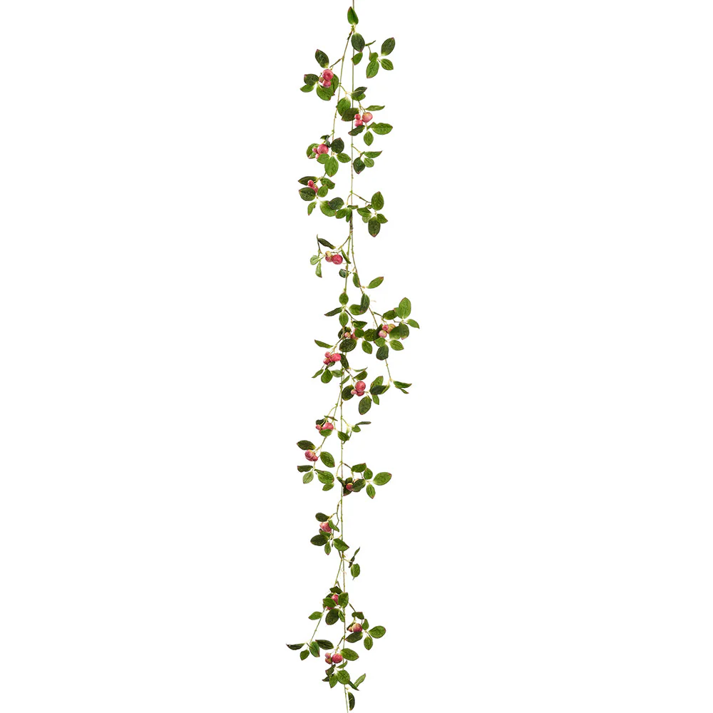 72" Hanging Artificial Crabapple Fruit Stem Vine -Rose (Pack of 8)