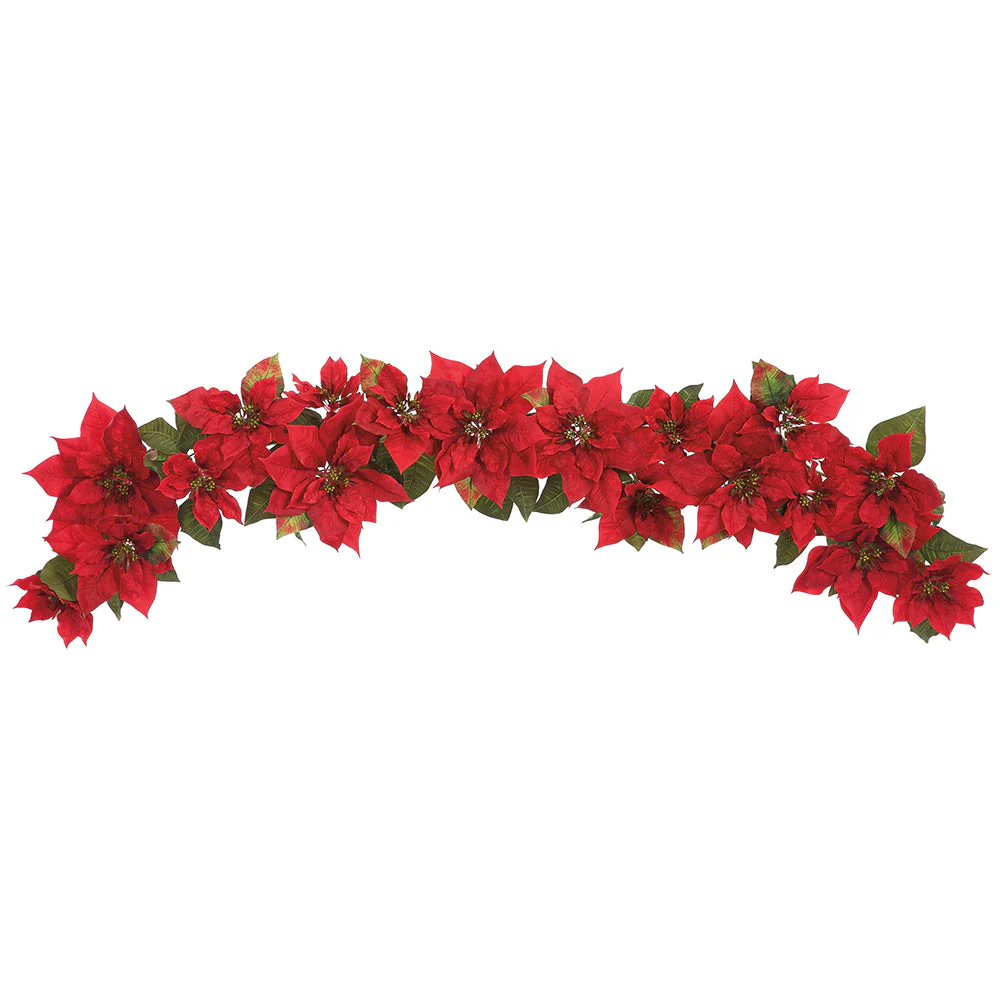 72" Wide Silk Poinsettia Flower Swag -Red (Pack of 4)