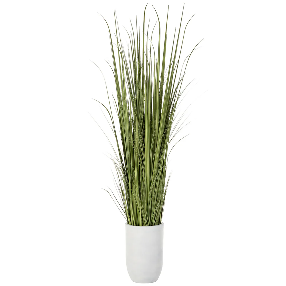 7'2"Hx14"W Wild Grass Artificial Plant w/White Cement Planter -Light Green