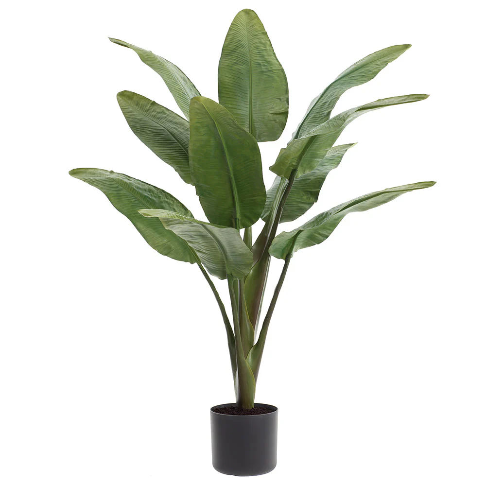 7'6" Bird Of Paradise Silk Palm Tree w/Plastic Pot -Green
