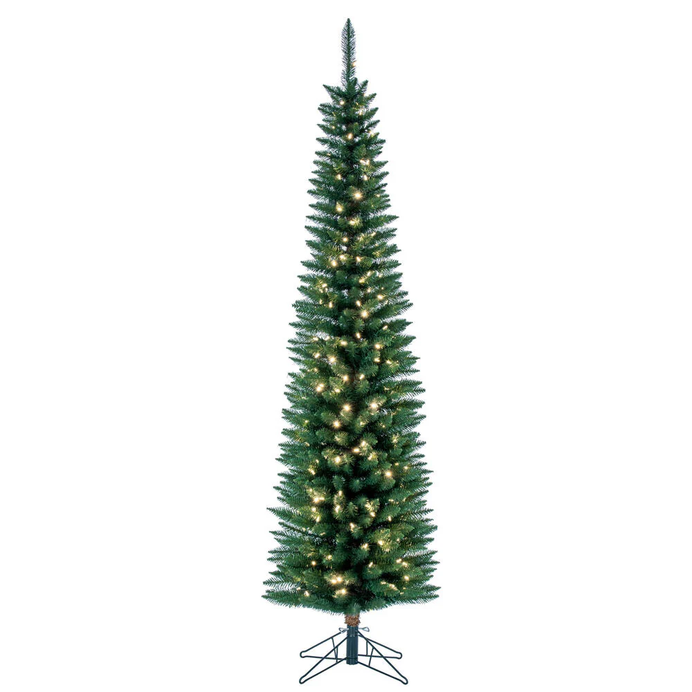 7'6"Hx23"W Pole Durham Pine Artificial Christmas Tree, LED Pre-Lit -Green