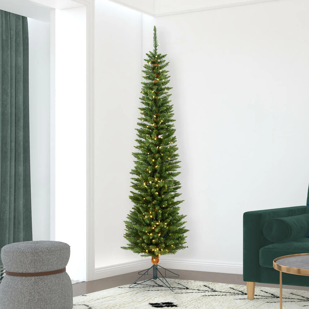 7'6"Hx23"W Pole Durham Pine Artificial Christmas Tree, LED Pre-Lit -Green - Image 6