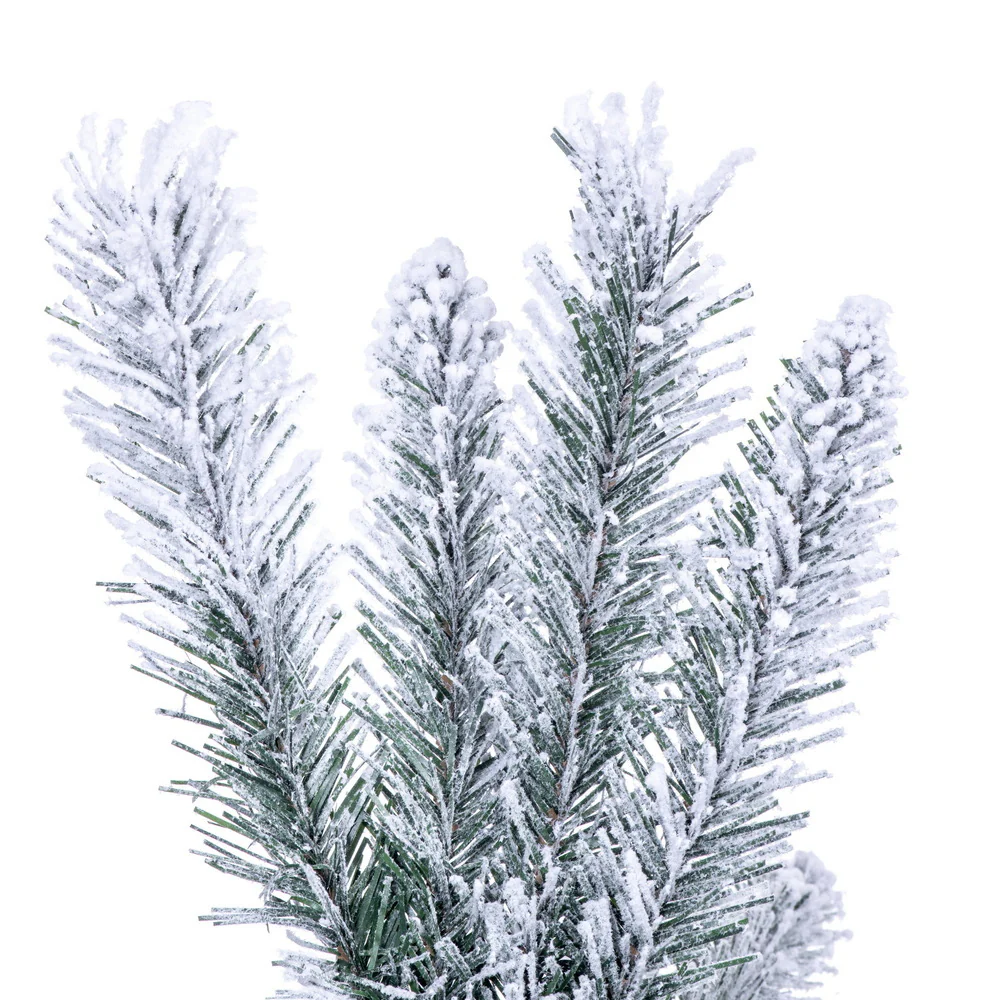 7'6"Hx25"W Pencil Flocked Crest Pine Artificial Christmas Tree, Unlit -White/Green - Image 2