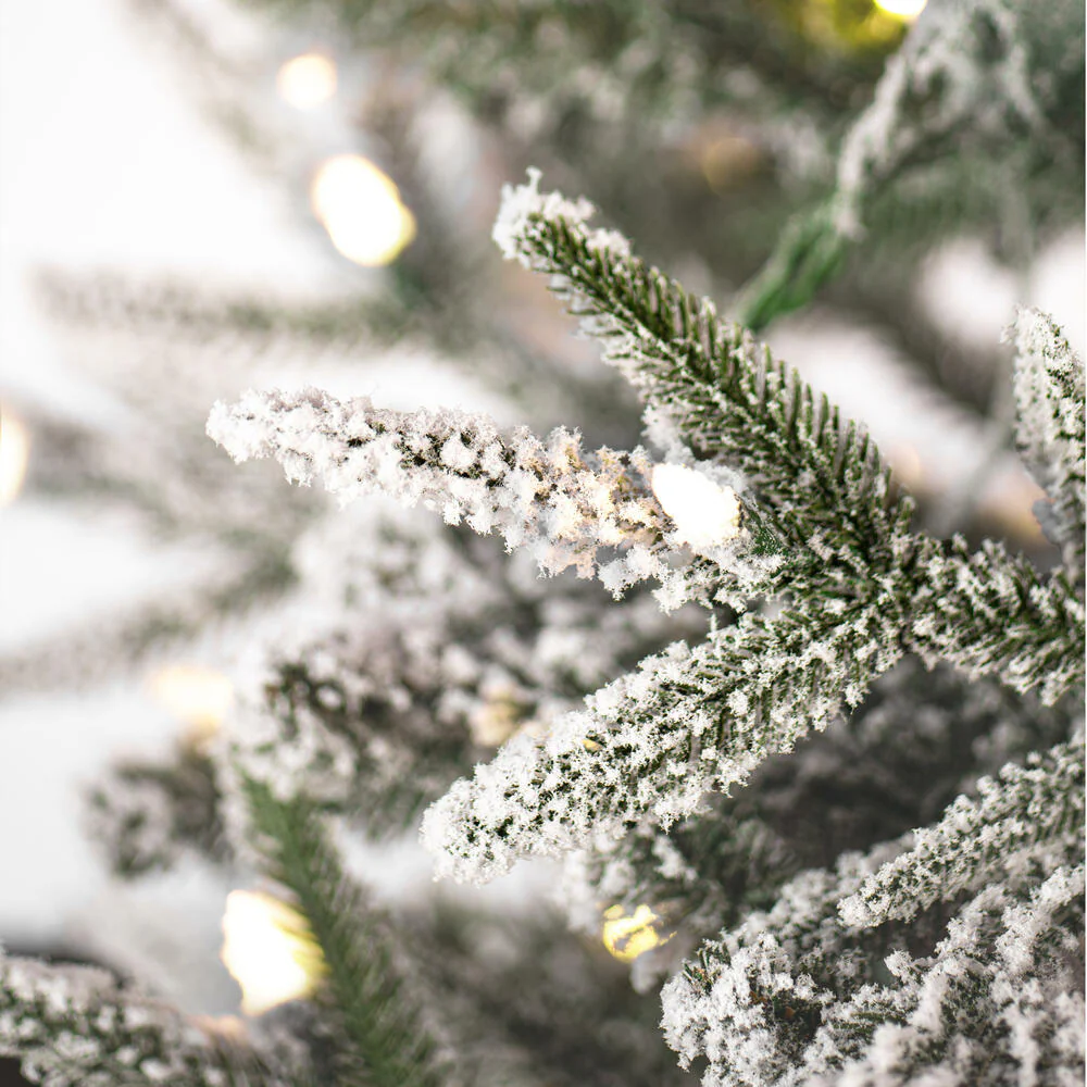 7'6"Hx30"W PE Frosted Tacoma Fraser Fir Artificial Christmas Tree, LED Pre-Lit -White - Image 2