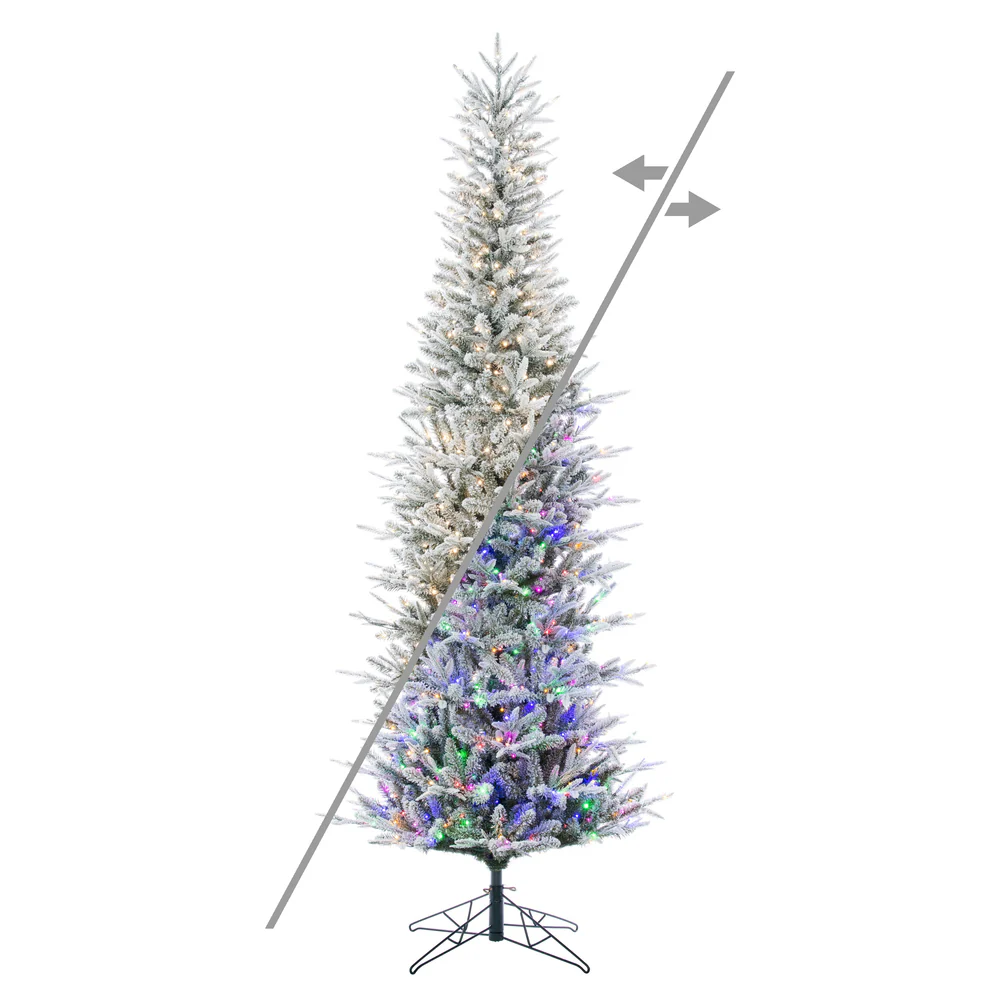 7'6"Hx30"W PE Frosted Tacoma Fraser Fir Artificial Christmas Tree, Micro LED Pre-Lit (Multi-Mode) -White