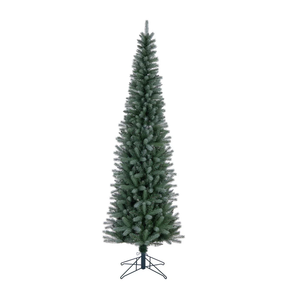 7'6"Hx30"W PE Pencil Frosted Provo Pine Artificial Christmas Tree, Unlit -Green/White