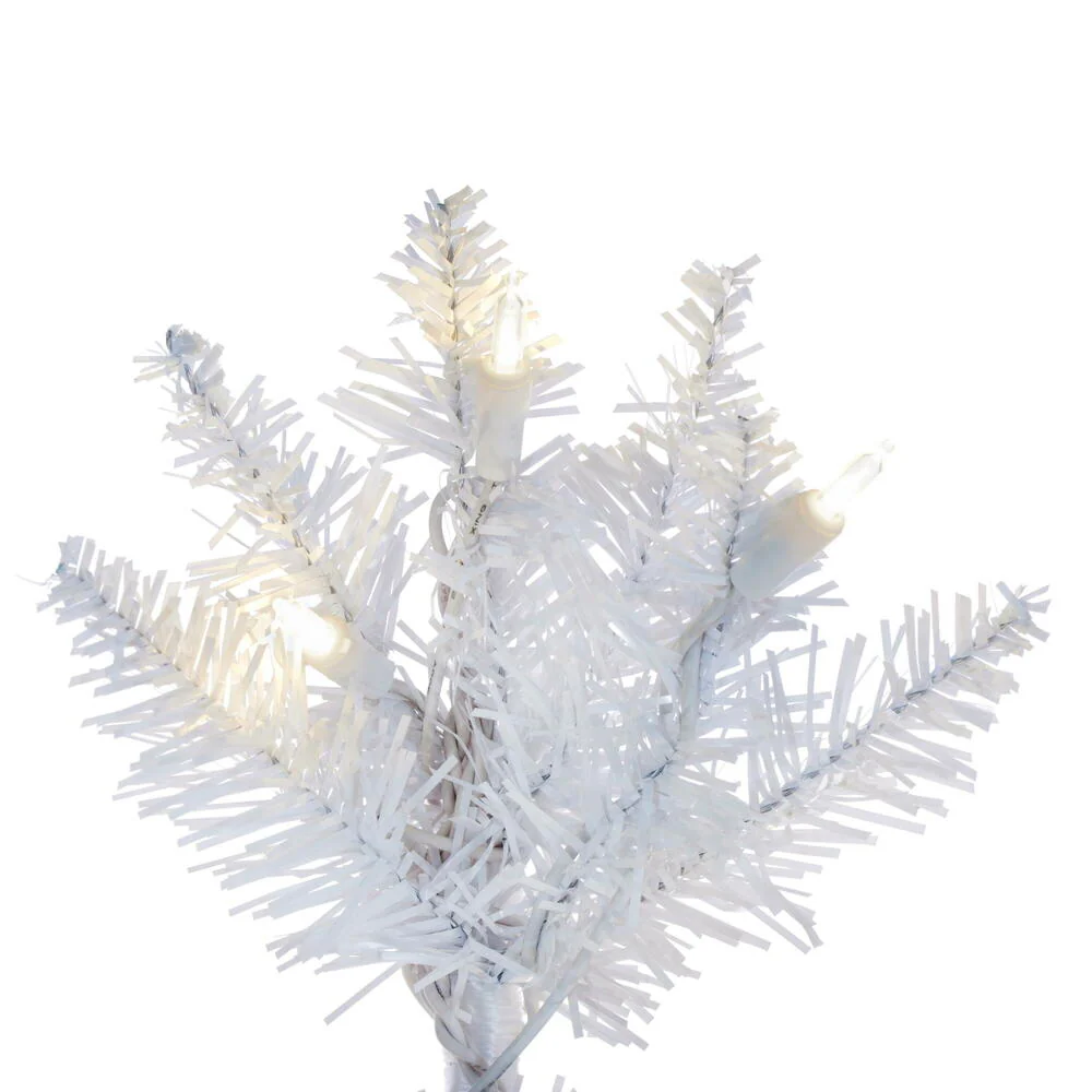 7'6"Hx32"W Pencil Artificial Christmas Tree, LED Pre-Lit -White - Image 2