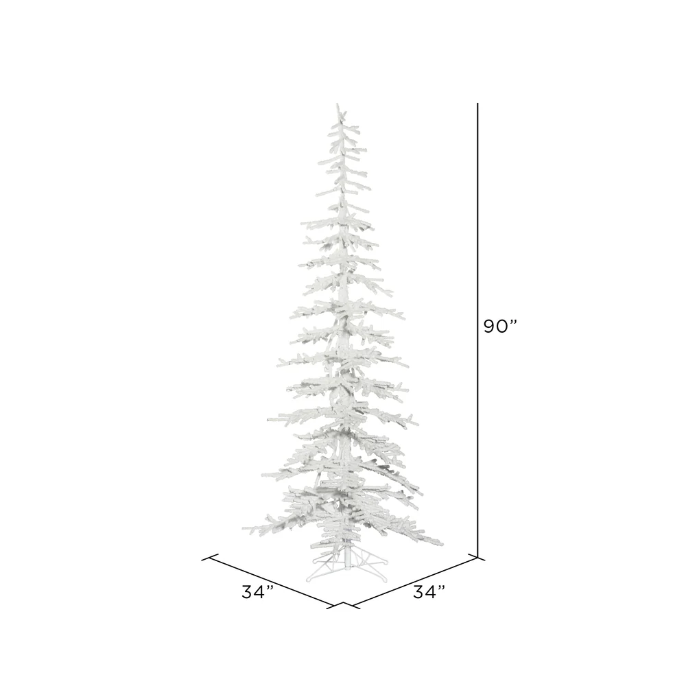 7'6"Hx34"W Flocked Kuna Pine Artificial Christmas Tree, Unlit -White - Image 3