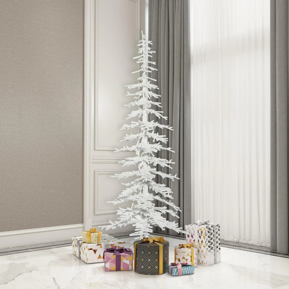 7'6"Hx34"W Flocked Kuna Pine Artificial Christmas Tree, Unlit -White - Image 4