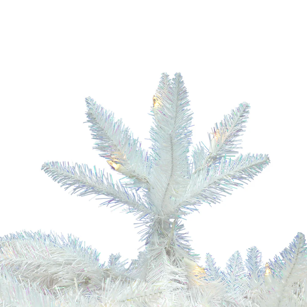 7'6"Hx34"W Pencil Sparkle White Spruce Artificial Christmas Tree, LED Pre-Lit -White - Image 2