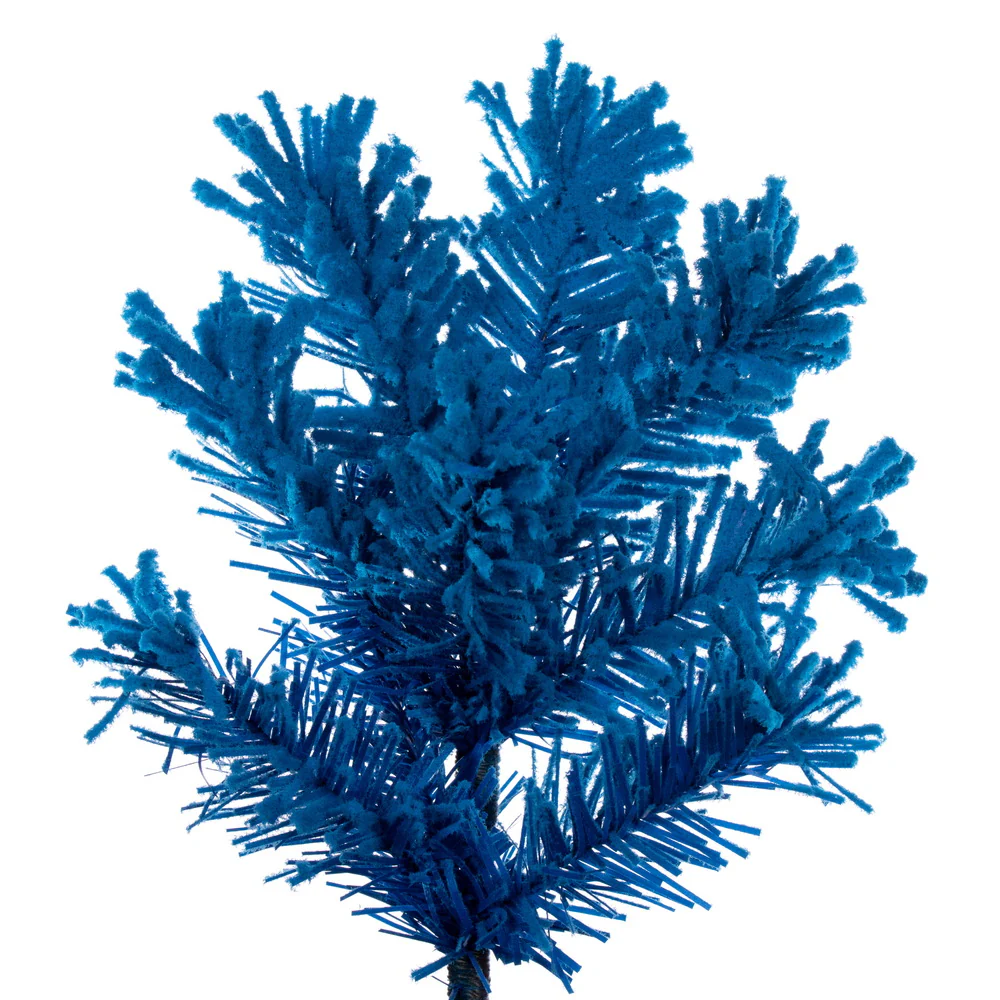 7'6"Hx35"W Flocked Pencil Fir Artificial Christmas Tree, Unlit -Turquoise - Image 2