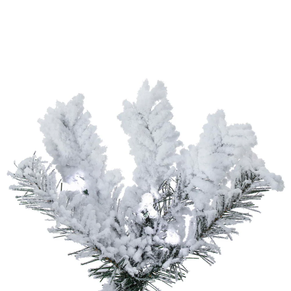 7'6"Hx36"W Flocked Pencil Pacific Pine Artificial Christmas Tree, LED Pre-Lit -White - Image 5