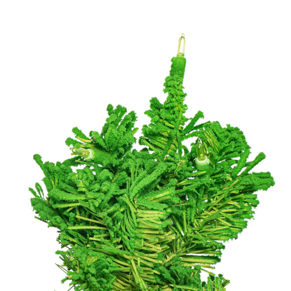 7'6"Hx39"W Flocked Slim Fir Artificial Christmas Tree, LED Pre-Lit (Lime) -Lime - Image 2