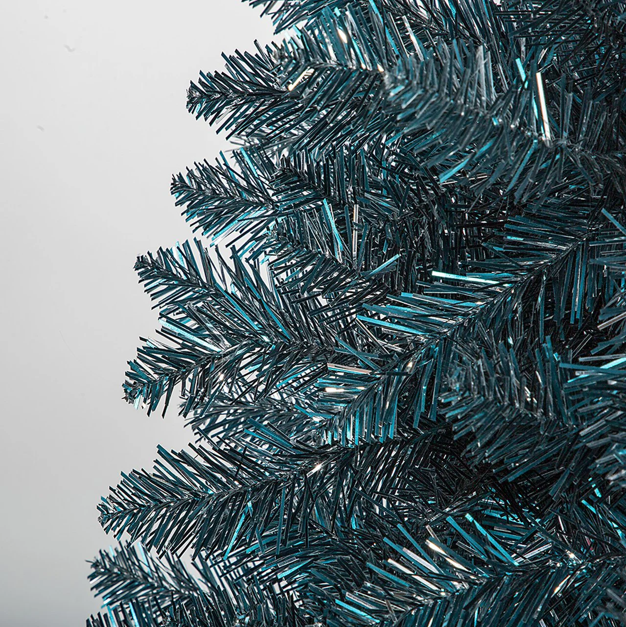 7'6"Hx39"W Tinsel Ombre Artificial Christmas Tree, Unlit -Silver/Blue - Image 3
