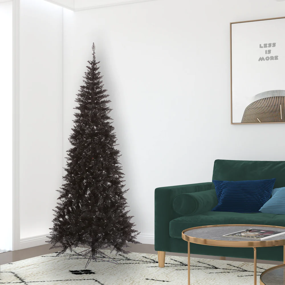 7'6"Hx40"W Slim Fir Artificial Christmas Tree, Unlit -Black - Image 4