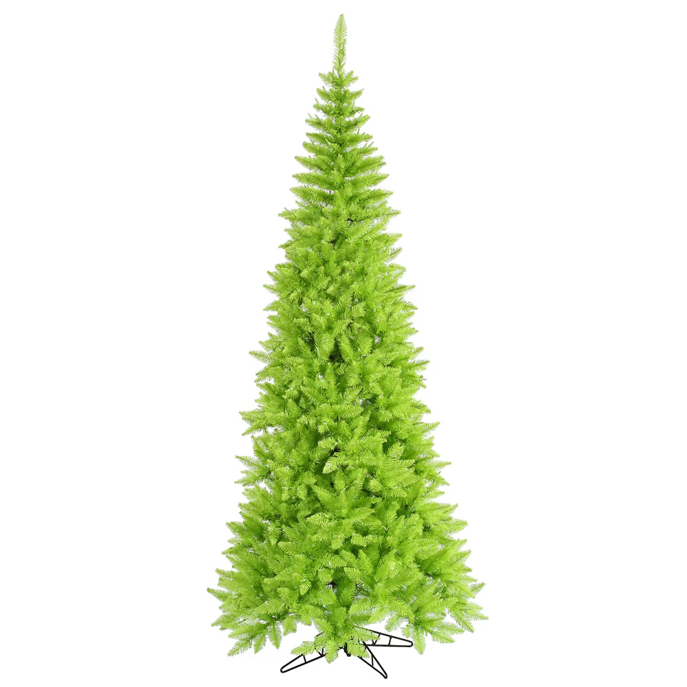 7'6"Hx40"W Slim Fir Artificial Christmas Tree, Unlit -Lime