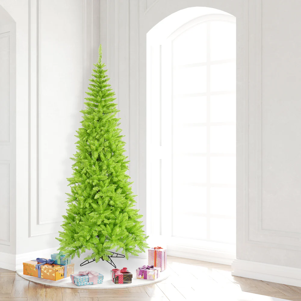 7'6"Hx40"W Slim Fir Artificial Christmas Tree, Unlit -Lime - Image 4