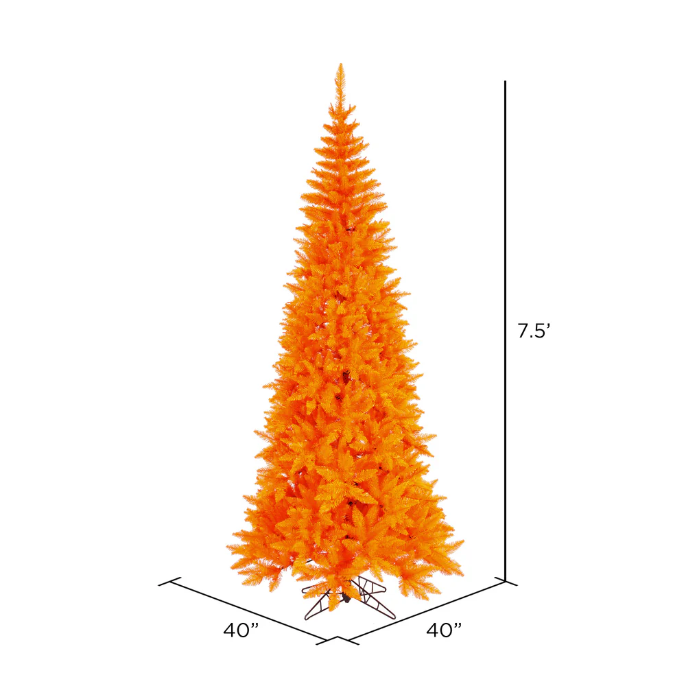 7'6"Hx40"W Slim Fir Artificial Christmas Tree, Unlit -Orange - Image 2