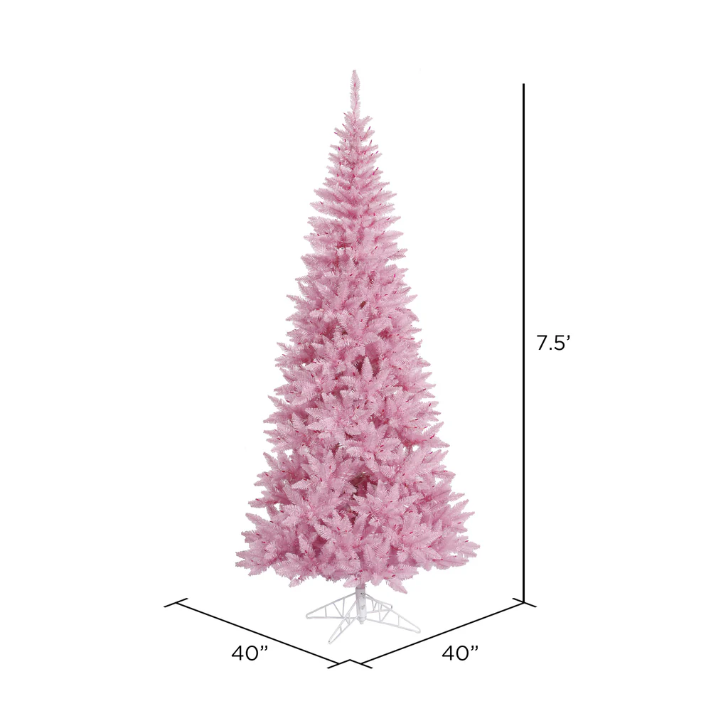 7'6"Hx40"W Slim Fir Artificial Christmas Tree, Unlit -Pink - Image 2