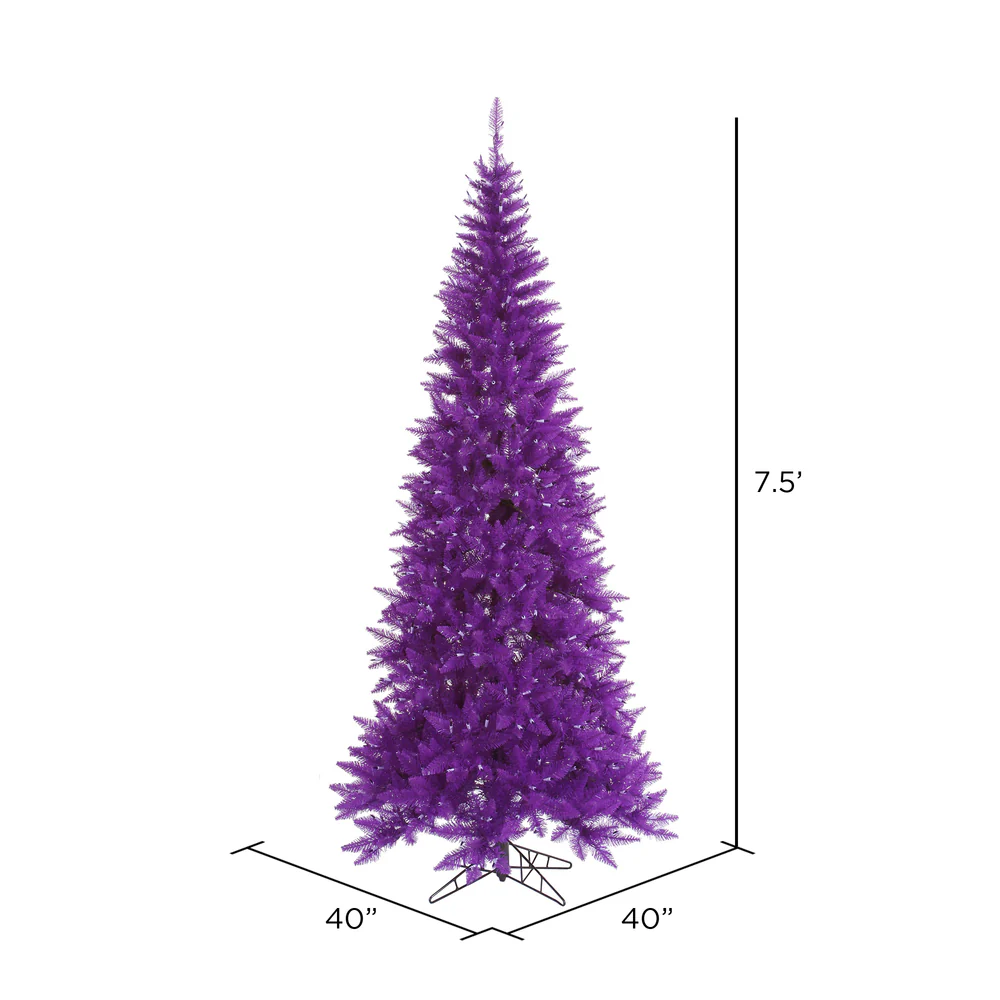 7'6"Hx40"W Slim Fir Artificial Christmas Tree, Unlit -Purple - Image 2