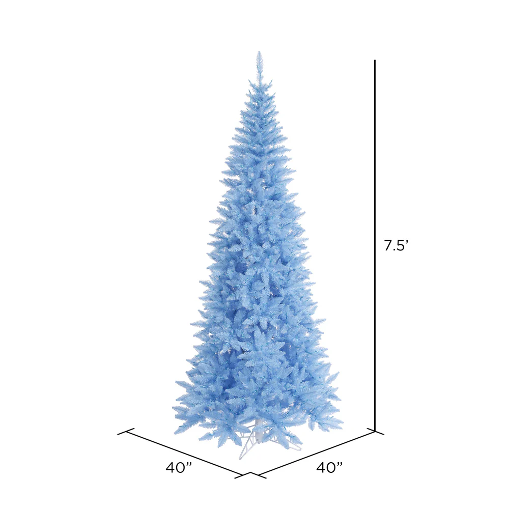 7'6"Hx40"W Slim Fir Artificial Christmas Tree, Unlit -Sky Blue - Image 2