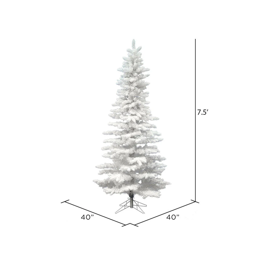 7'6"Hx43"W Flocked Slim White Spruce Artificial Christmas Tree, Unlit -White - Image 3