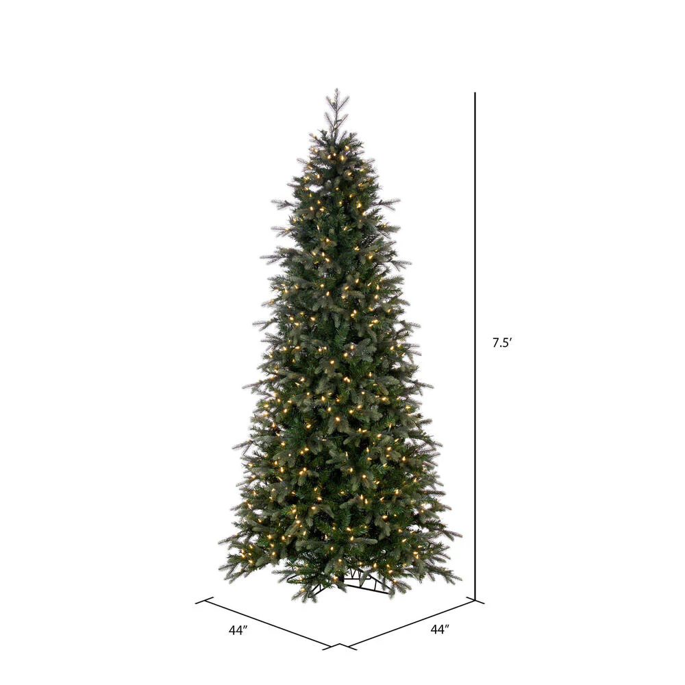 7'6"Hx44"W PE Slim Douglas Fir Artificial Christmas Tree, LED Pre-Lit -Green - Image 3