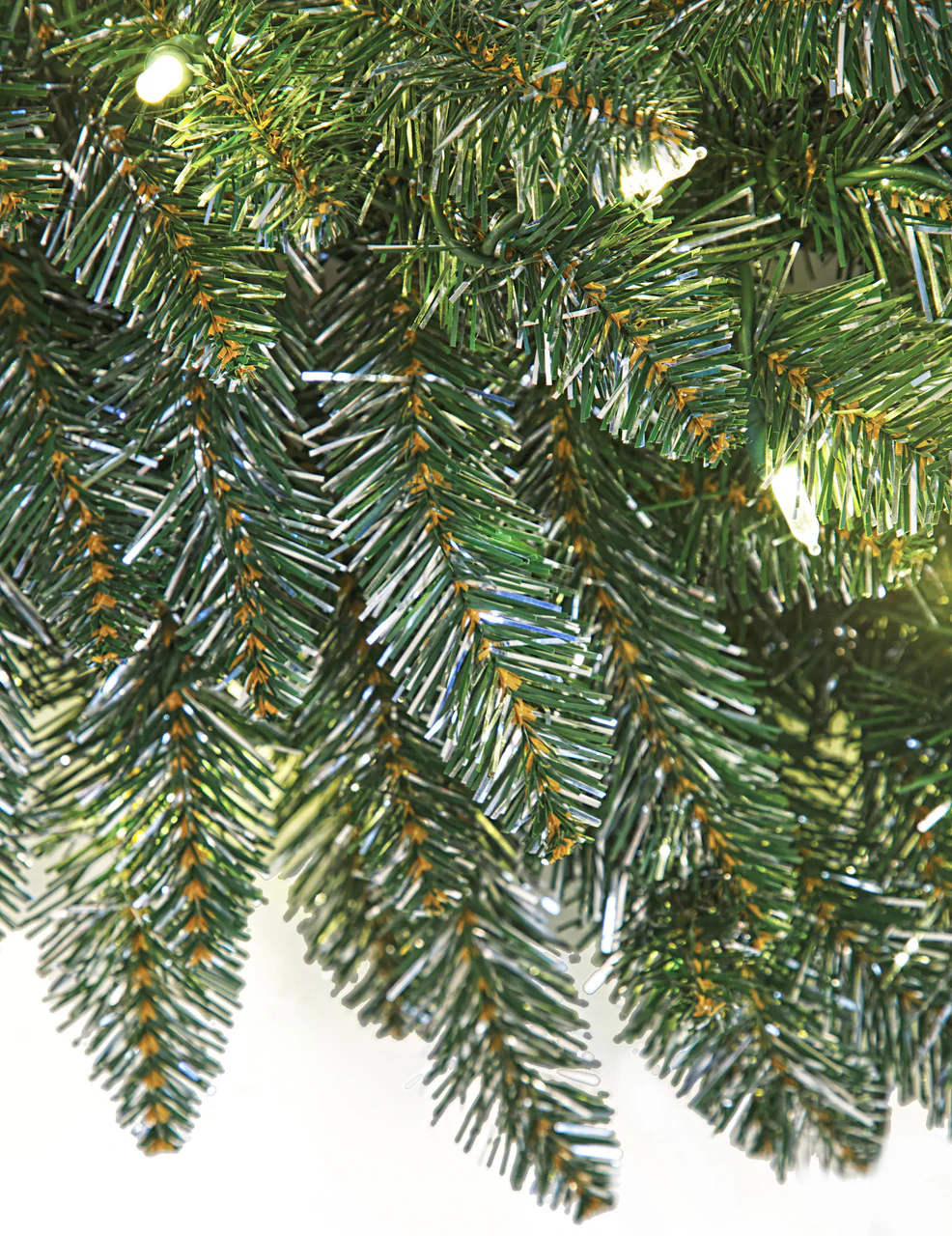7'6"Hx44"W Tinsel Vintage Artificial Christmas Tree, LED Pre-Lit -Green/Silver - Image 2