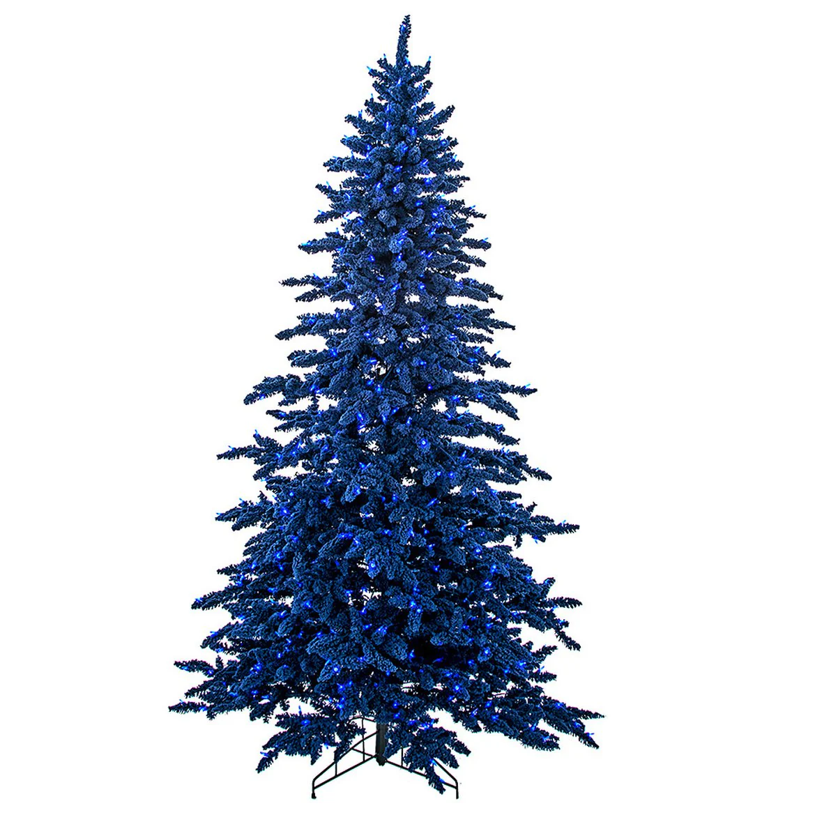 7'6"Hx45"W Flocked Marin Artificial Christmas Tree, LED Pre-Lit (Blue) -Navy Blue