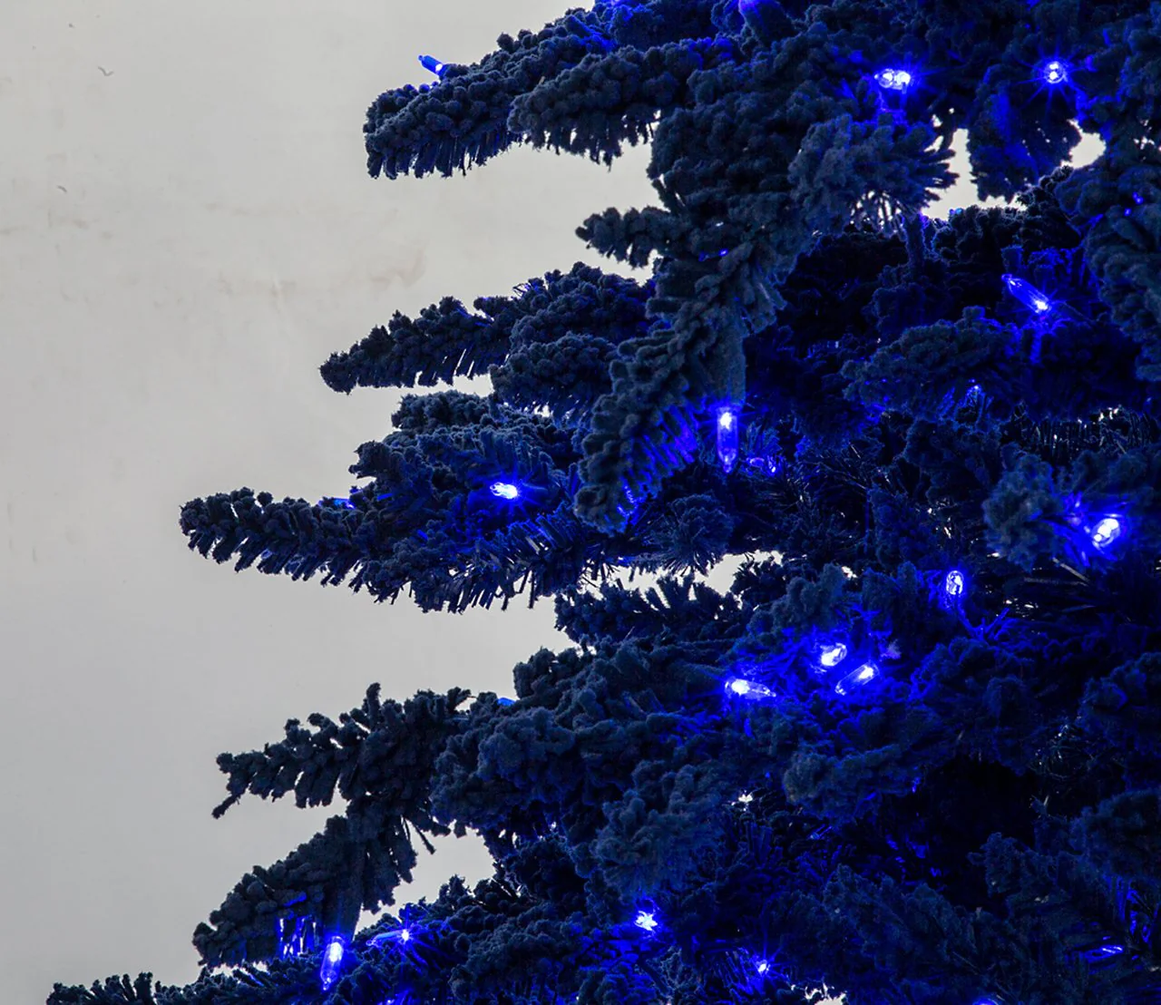 7'6"Hx45"W Flocked Marin Artificial Christmas Tree, LED Pre-Lit (Blue) -Navy Blue - Image 2