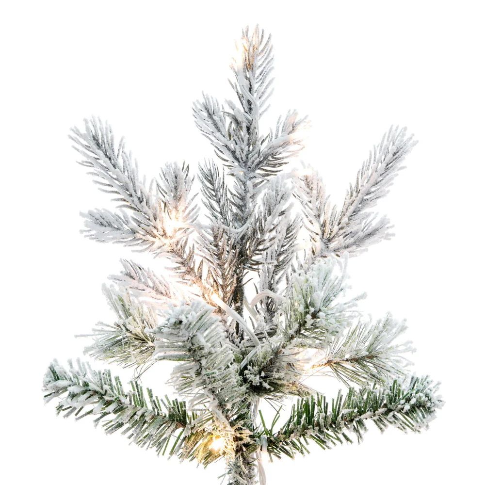 7'6"Hx45"W PE Flocked Slim Kiana Artificial Christmas Tree, Micro LED Pre-Lit (Multi-Mode) -White - Image 2