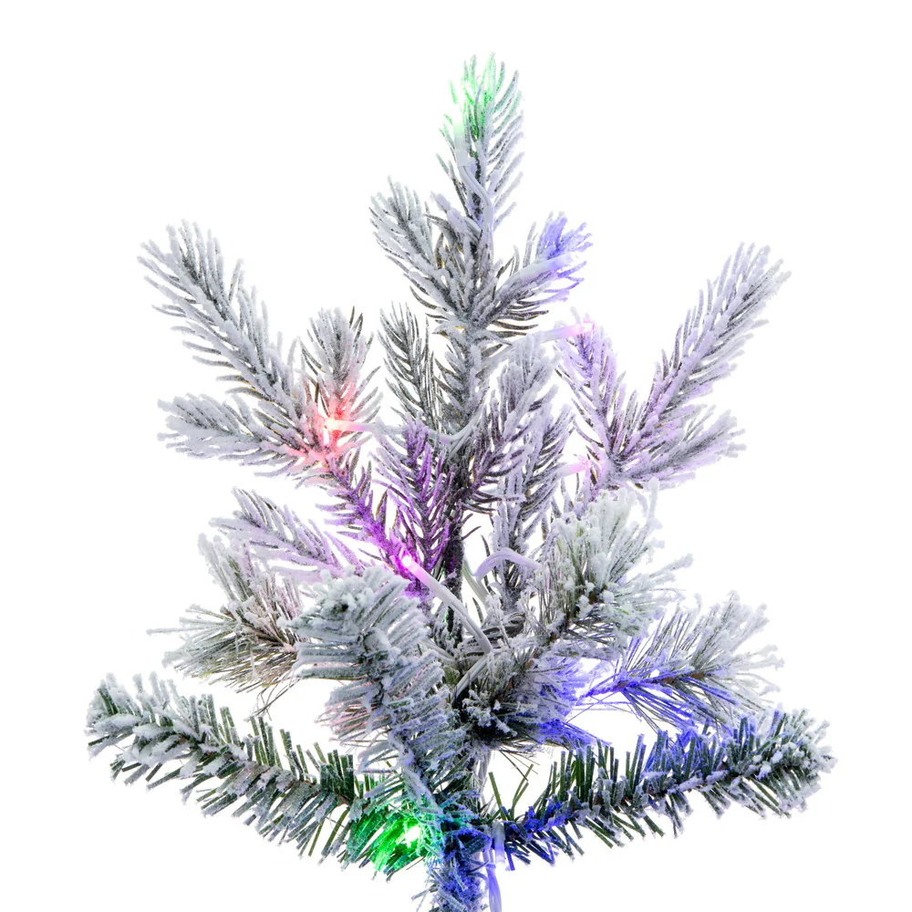 7'6"Hx45"W PE Flocked Slim Kiana Artificial Christmas Tree, Micro LED Pre-Lit (Multi-Mode) -White - Image 3