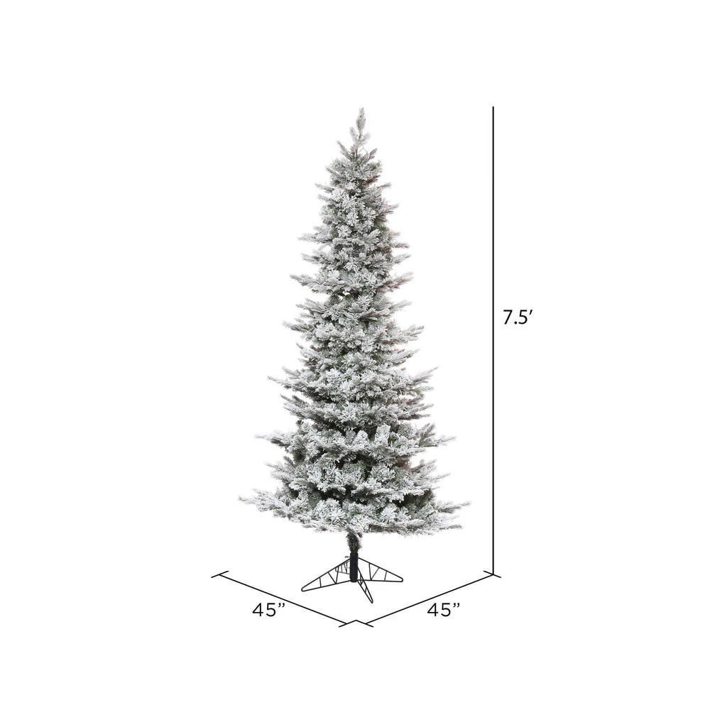7'6"Hx45"W PE Flocked Slim Kiana Artificial Christmas Tree, Unlit -White - Image 2