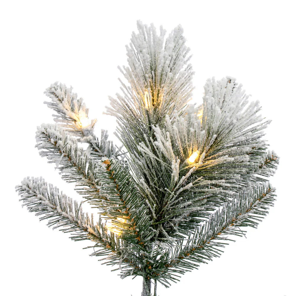 7'6"Hx46"W Flocked Jackson Pine Artificial Christmas Tree, LED Pre-Lit -White - Image 6
