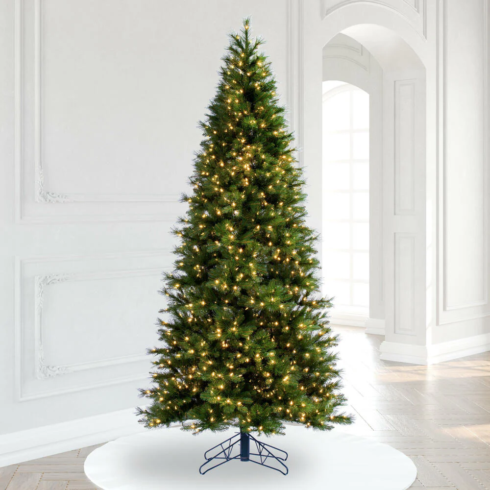 7'6"Hx46"W Flocked Jackson Pine Artificial Christmas Tree, LED Pre-Lit -White - Image 7