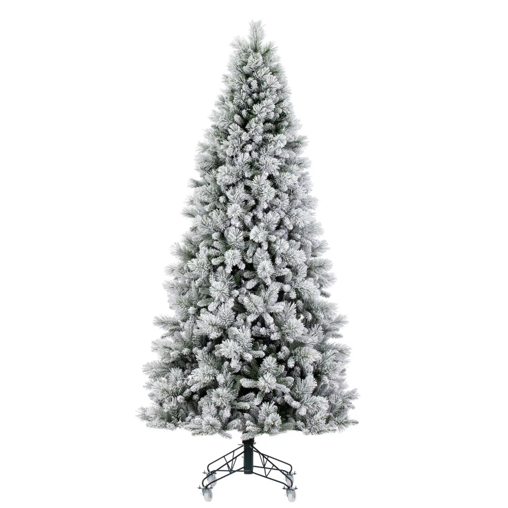 7'6"Hx46"W Flocked Jackson Pine Artificial Christmas Tree, Unlit -White