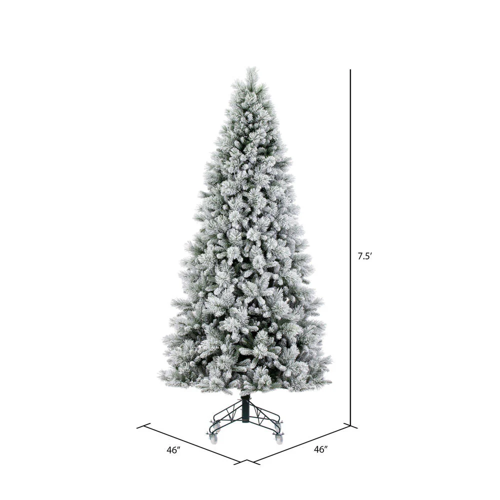 7'6"Hx46"W Flocked Jackson Pine Artificial Christmas Tree, Unlit -White - Image 3