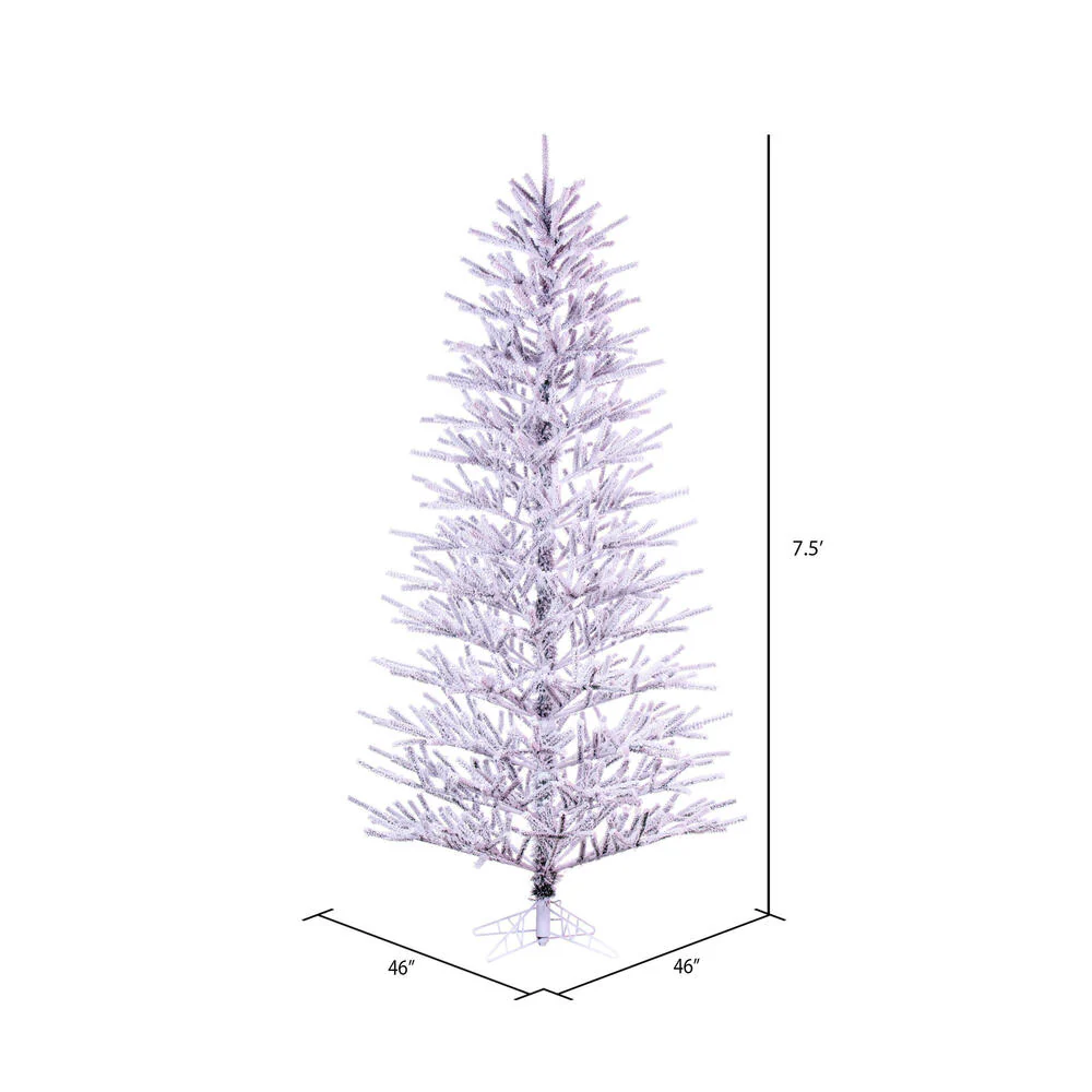 7'6"Hx46"W Flocked Slim Pistol Pine Artificial Christmas Tree, Unlit -White - Image 3
