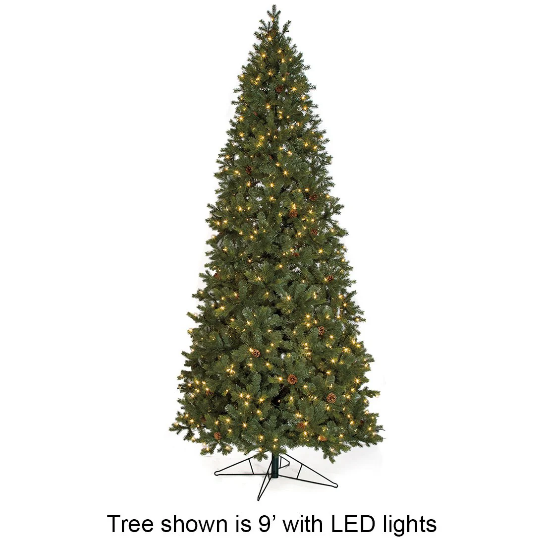 7'6"Hx46"W PE Mixed Needle Spruce & Pinecone Artificial Christmas Tree, LED Pre-Lit -Green/Brown