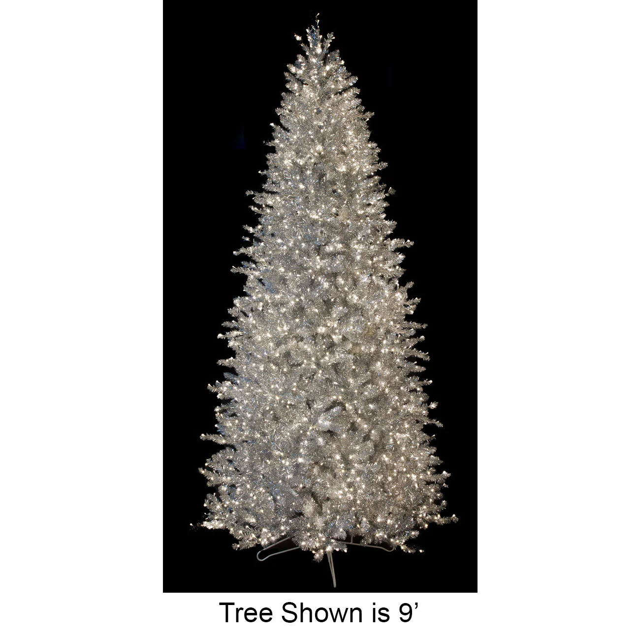 7'6"Hx47"W Tinsel Norway Spruce Artificial Christmas Tree, Micro LED Pre-Lit -Silver